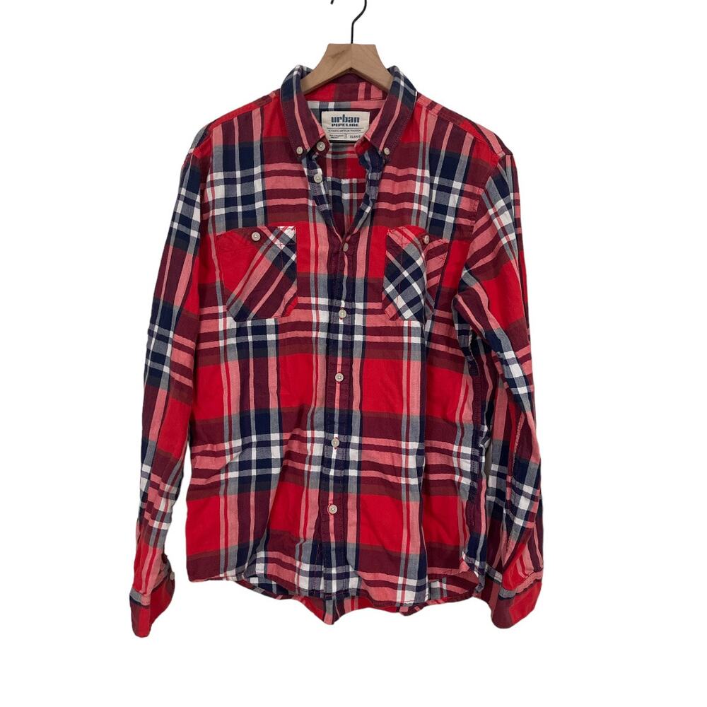 Urban Pipeline Mens Long Sleeve Flannel Button-Down Red Size XL